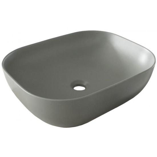 Νιπτήρας Μπάνιου Γκρι Ματ Πορσελάνης Ceramita Encore 50 Grey 50x40x14,5 εκ. Τετραγωνισμένος Επικαθήμενος χωρίς Υπερχείλιση και χωρίς Οπή για Βρύση